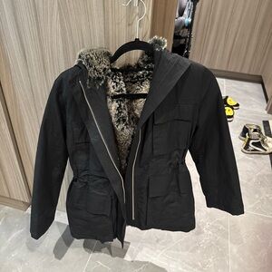 Black Faux Fur Lined Women's Jacket